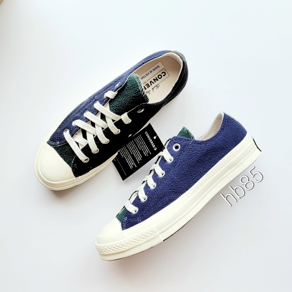 Converse Chuck 70 OX 'Upcycled Fleece' Black Blue Green Women's 8